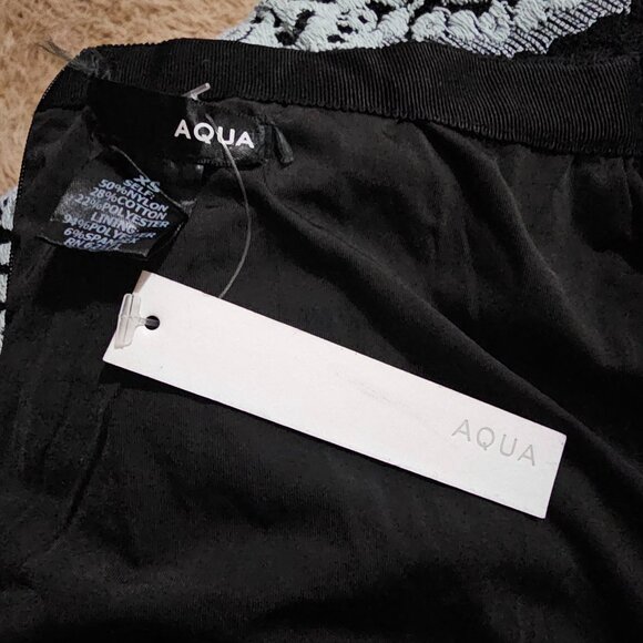 AQUA Brand Tri-colored Lace Overlay Lined Pencil Skirt - Picture 9 of 10